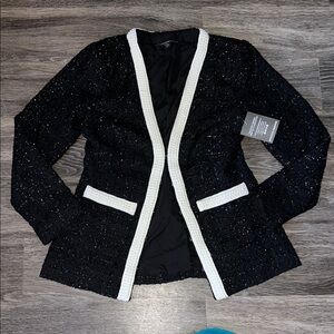 NWT Boston Proper Classic Pearl Trim Tweed Parisian Jacket/Blazer Size 4